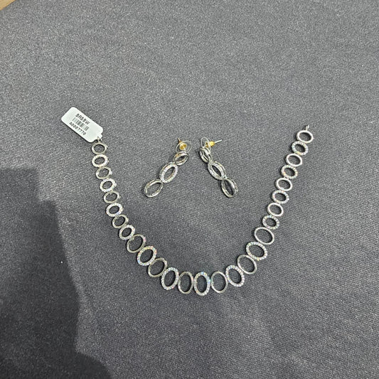 Celeste Loops – Rhodium-Plated American Diamond AD Necklace Set