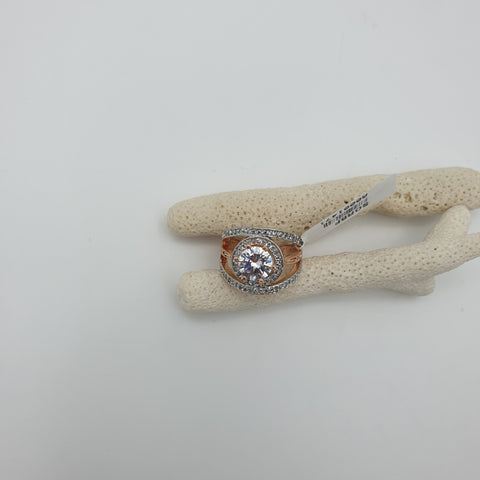 SOLITAIRE WITH CZ SETTING ADJUSTABLE RING IN A ROSE GOLD