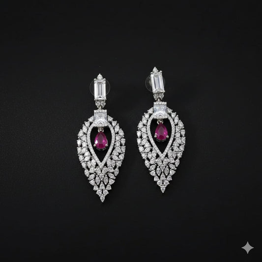 Ruby Teardrop Halo Earrings