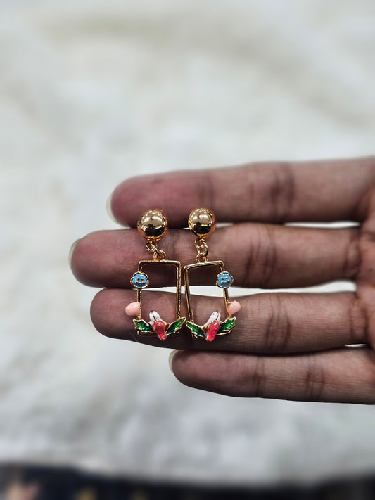 Enamel Flower Statement Earrings for Women