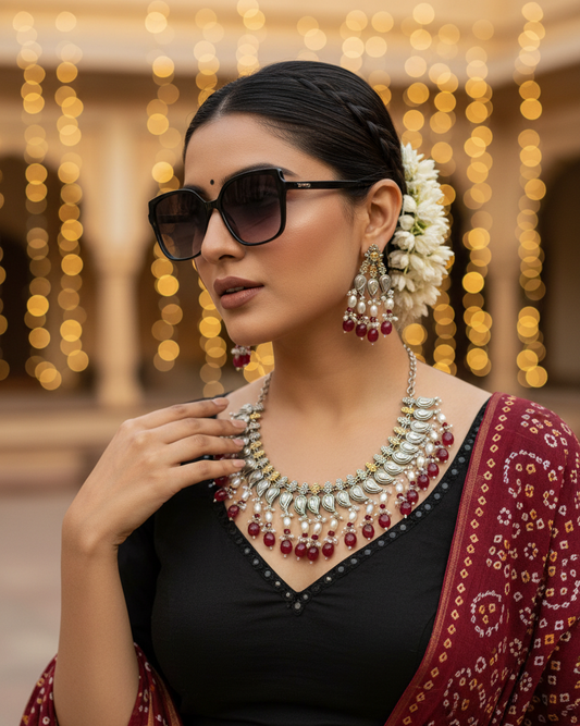 Navratri monsalisa necklace set for Women | Traditional Oxidised Jewellery | OOH CHHORI