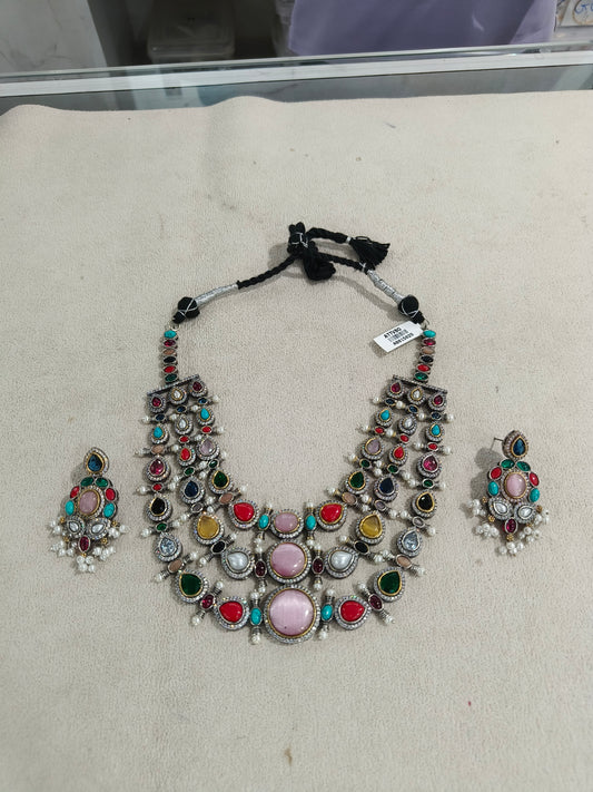 Navratri Dublet stone for Women | Traditional Oxidised Jewellery | OOH CHHORI