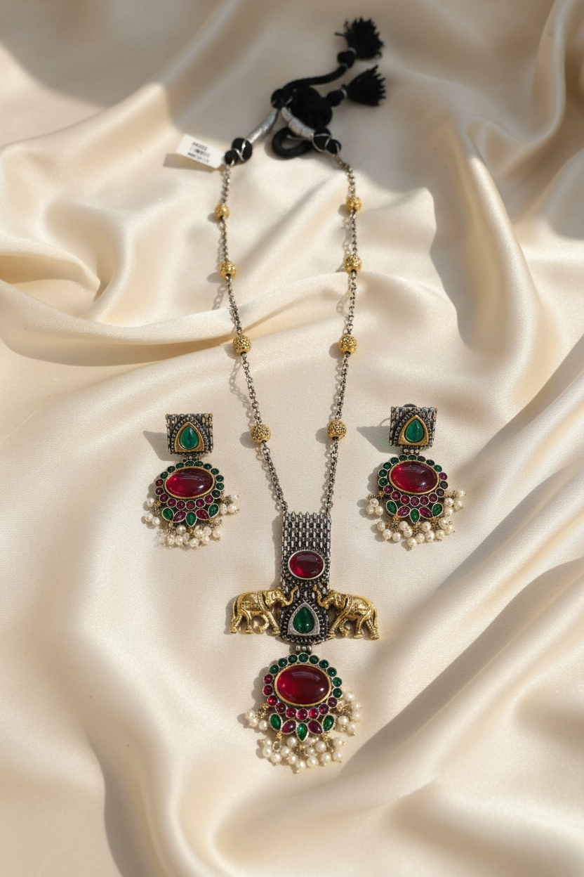 Oxidised Navratri Necklace for Garba