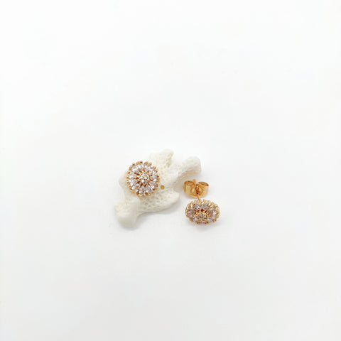 ROSE GOLD PLATED SUNFLOWER DESIGN WITH LEAF SHAPE DIAMOND EXCLUSIVE EARRING