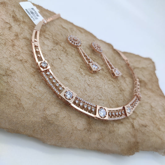 CLASSIC SOLITAIRE DIAMOND SETTING SLIDER NECKLACE WITH ROSE GOLD FINISH