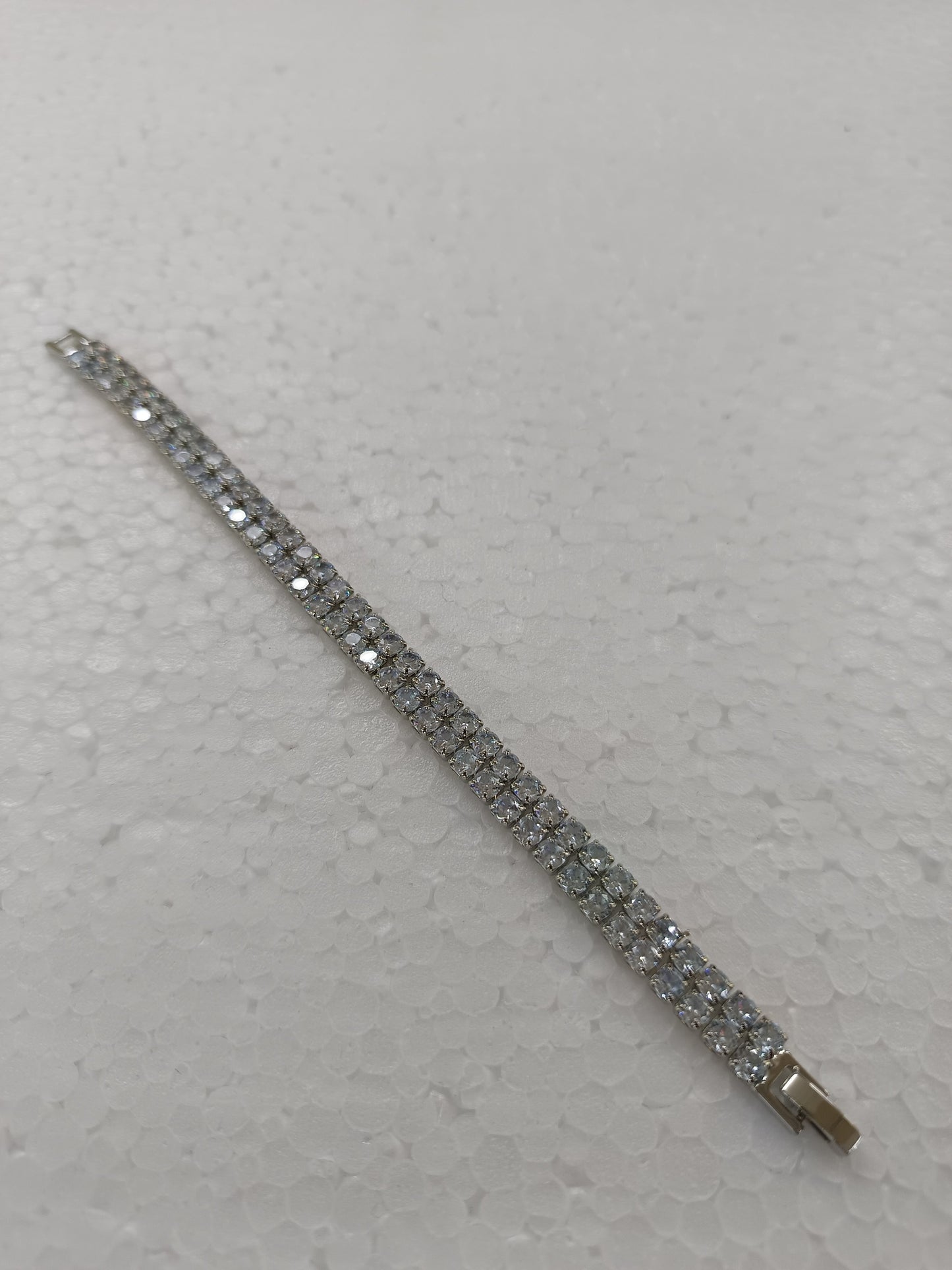 Double-Row Crystal Tennis Bracelet | Silver finish