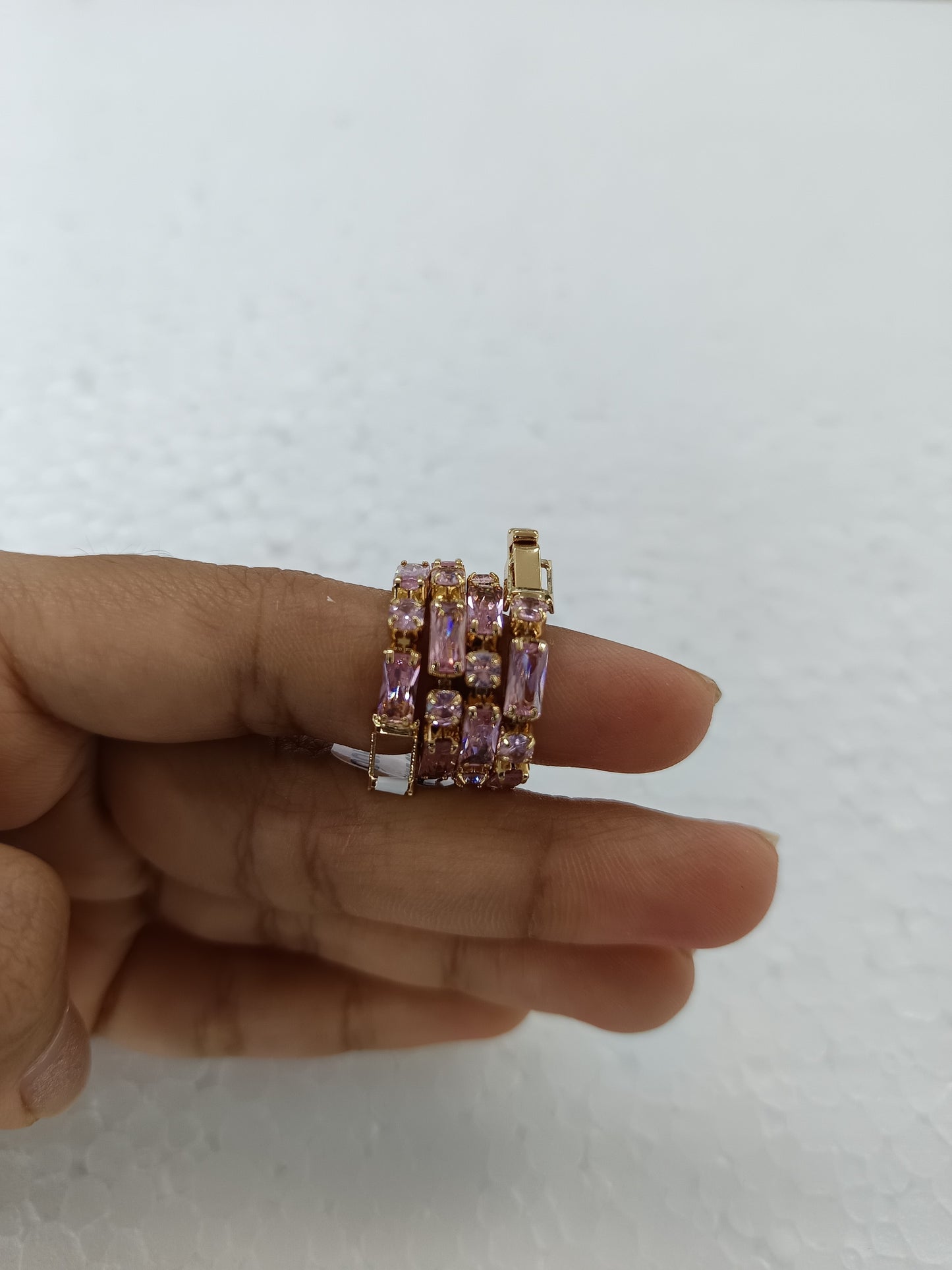 Pink Crystal Single-Row Tennis Bracelet