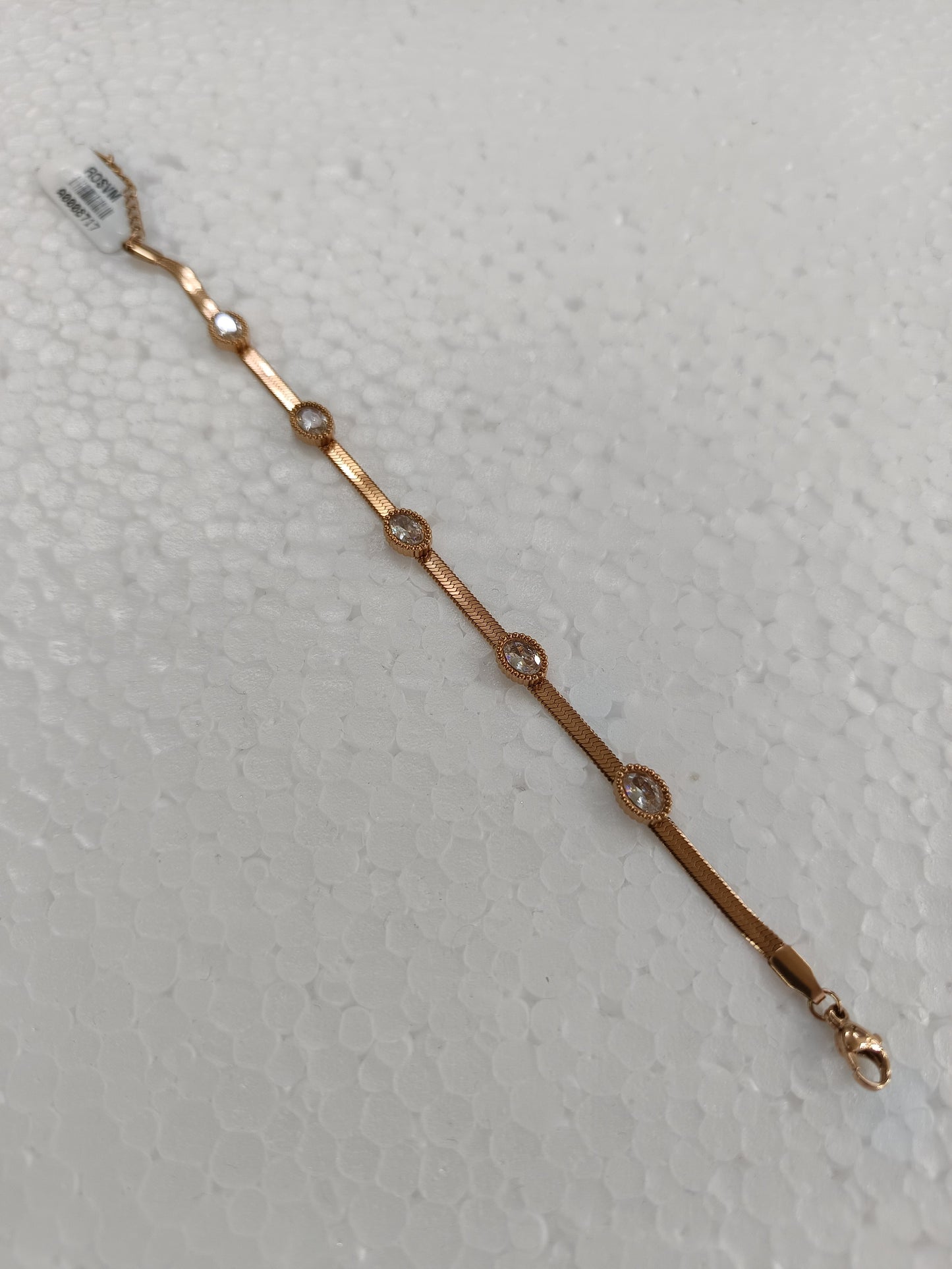 Rose Gold-Tone SS Chain Bracelet with Crystal Accents