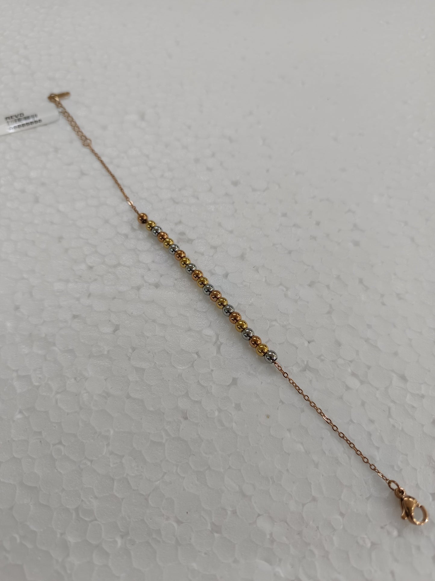 Dual-Tone Beaded Stainless Steel Chain Bracelet