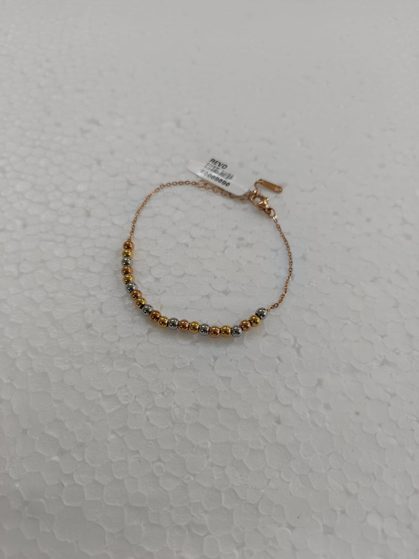 Dual-Tone Beaded Stainless Steel Chain Bracelet