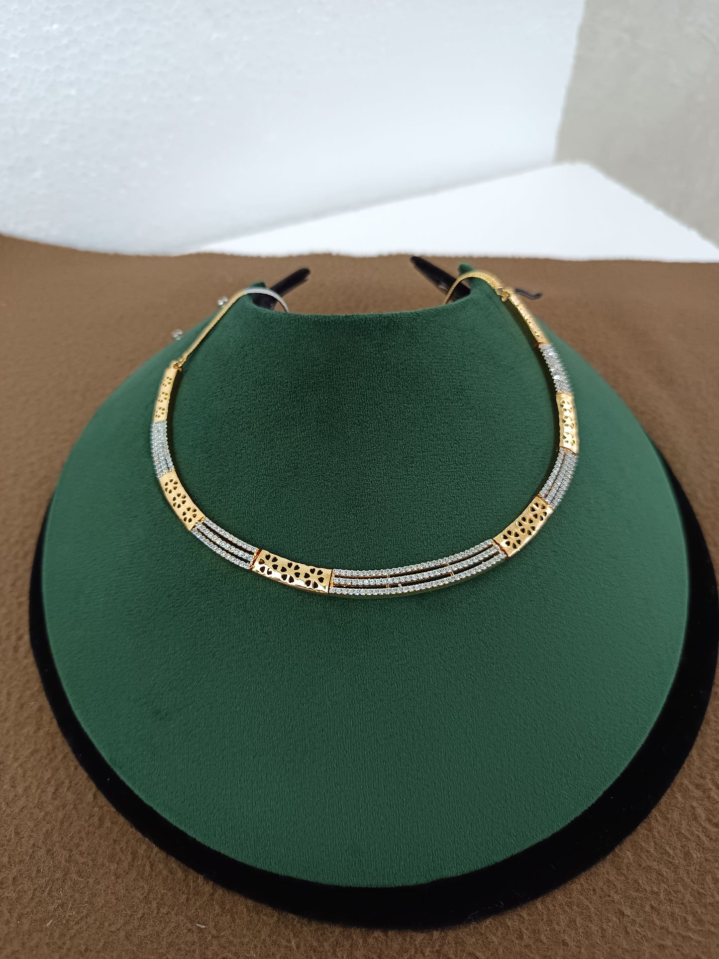 Mint Charm – Gold & Rhodium-Plated Slider Pendant Set with American Diamonds & Mint Green Accents