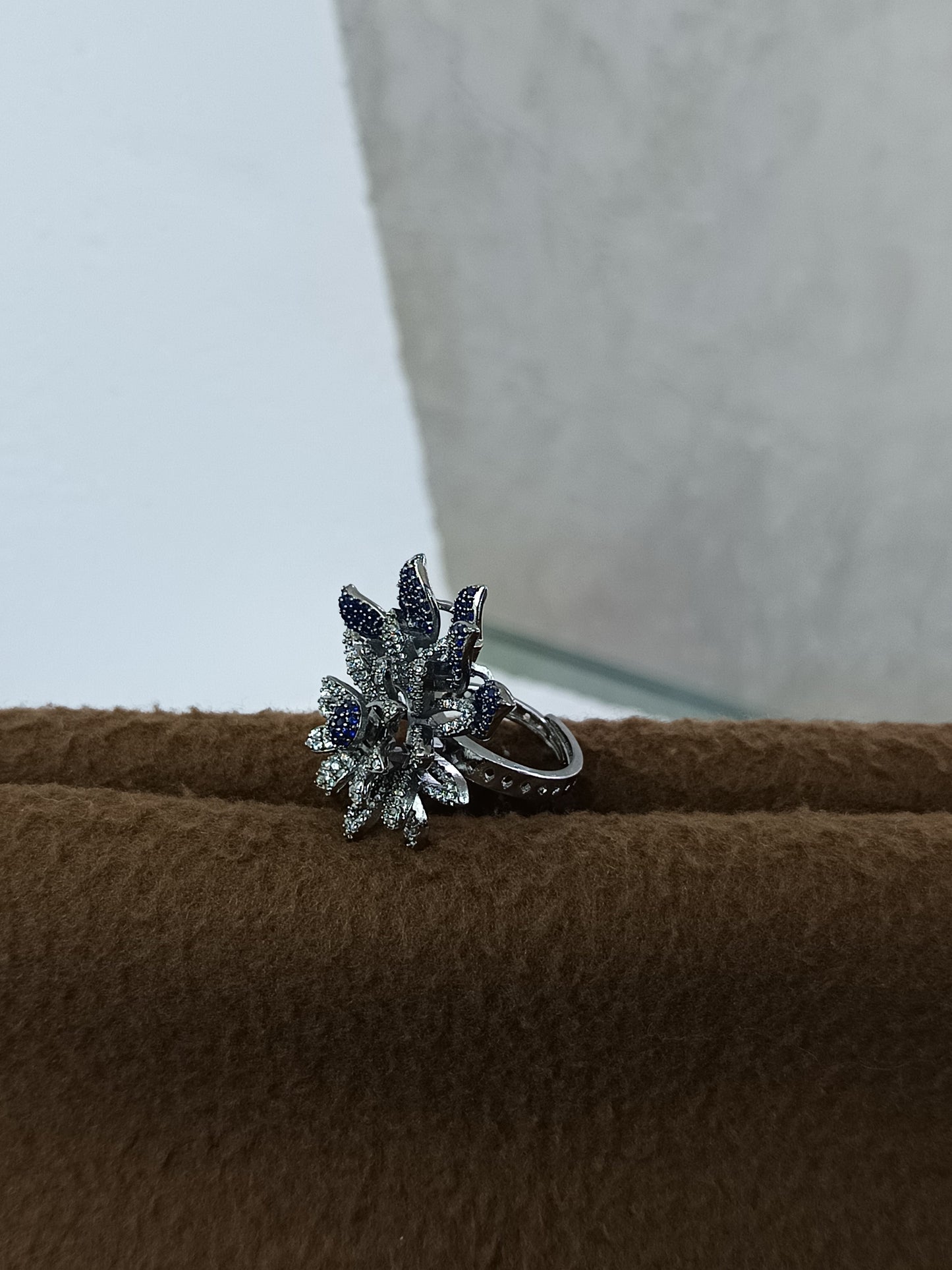 Radiant Ruby Bloom Adjustable Ring - Platinum Plated