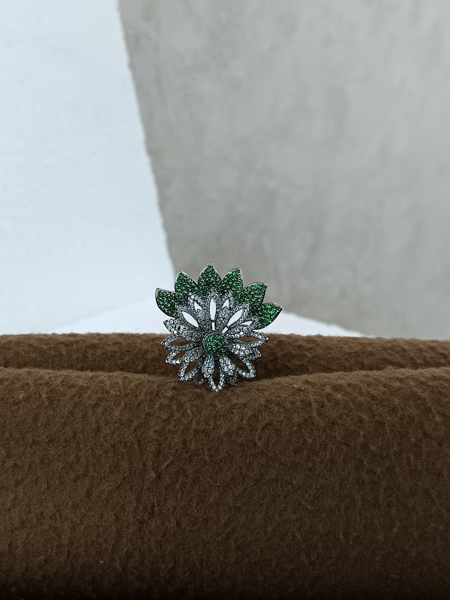 Radiant Ruby Bloom Adjustable Ring - Platinum Plated