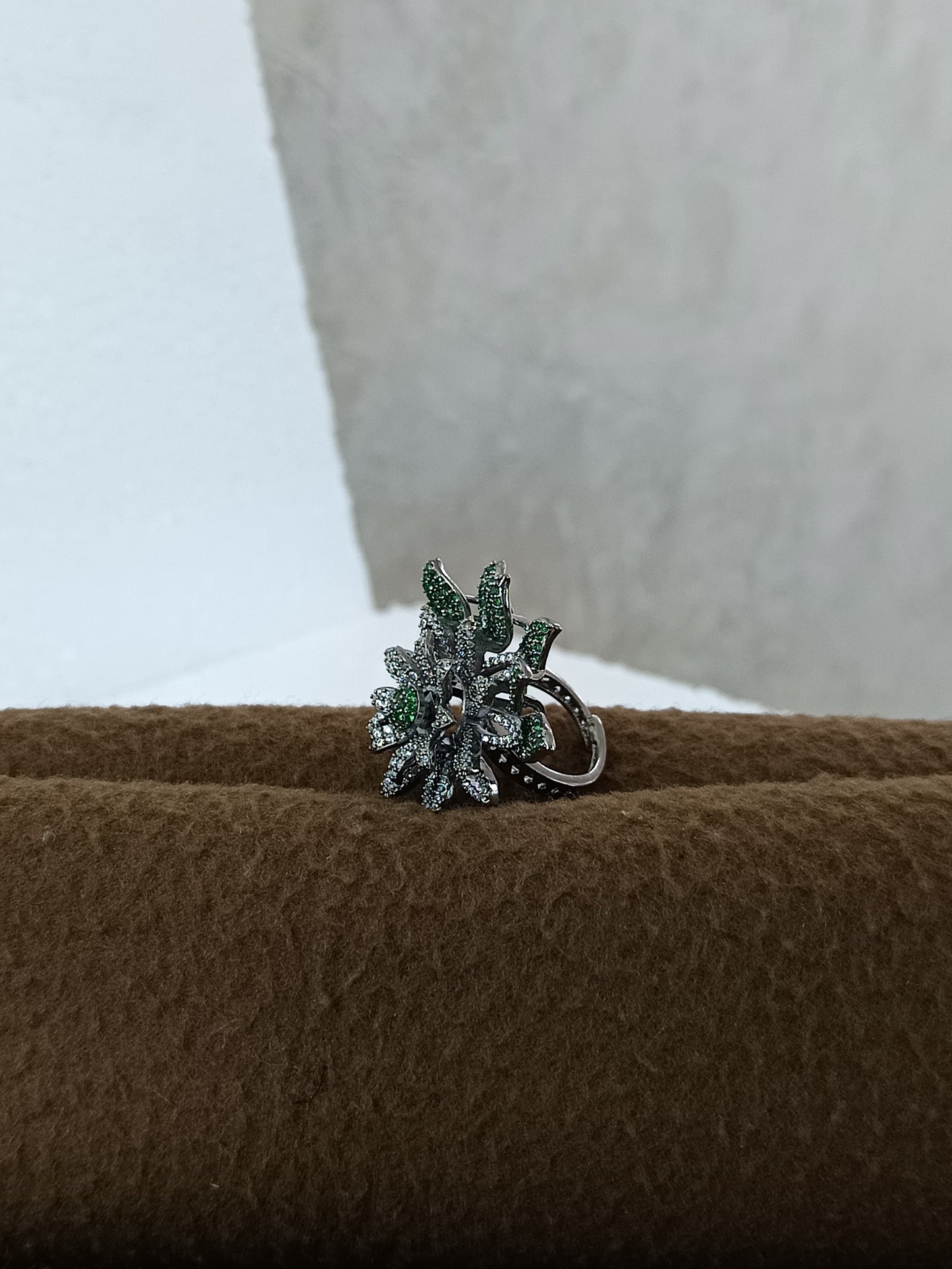 Radiant Ruby Bloom Adjustable Ring - Platinum Plated