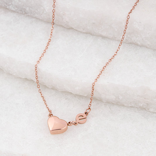 ss rose golod glossy heart necklace