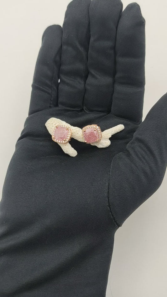 DELICATE EARRINGS WITH BABY PINK STON AND CD DIAMOND