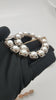 7 LEYAR PEARL NECKLACE WITH CZ DAIMOND SETTING ROSE GOLD PLATED.
