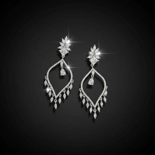 Dewdrop Vine Chandeliers AD Earrings