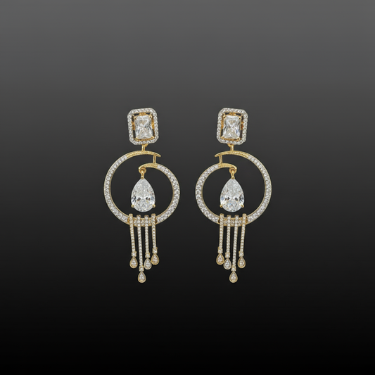 Halo Cascade Drops AD Earrings