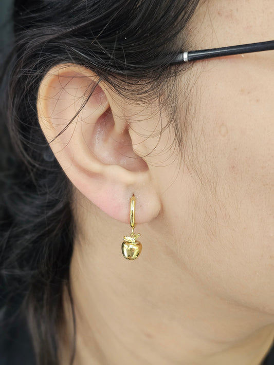 Golden Apple Charm Huggies