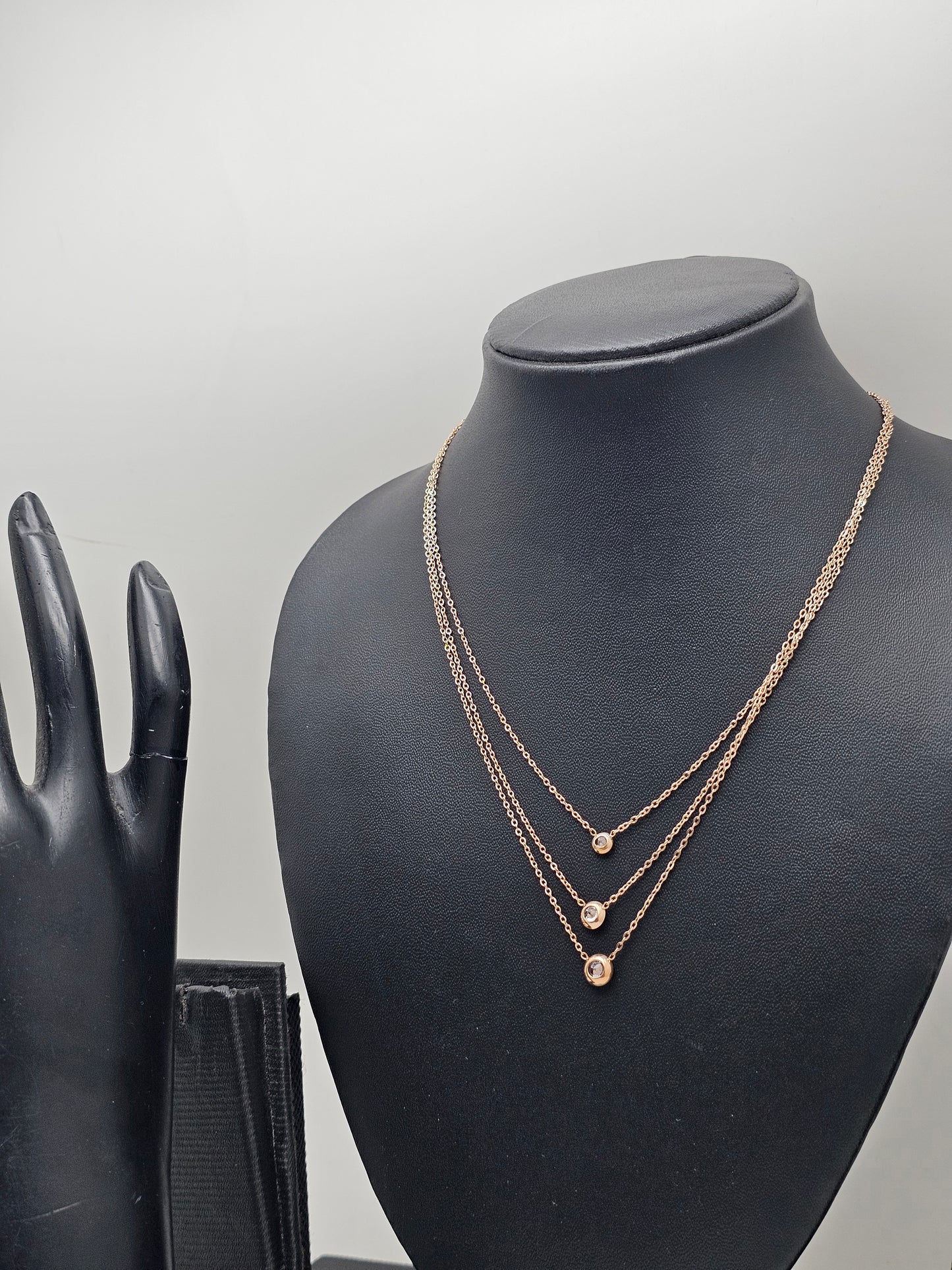 Melissa 3 Layer Dimond Necklace In Rose Gold