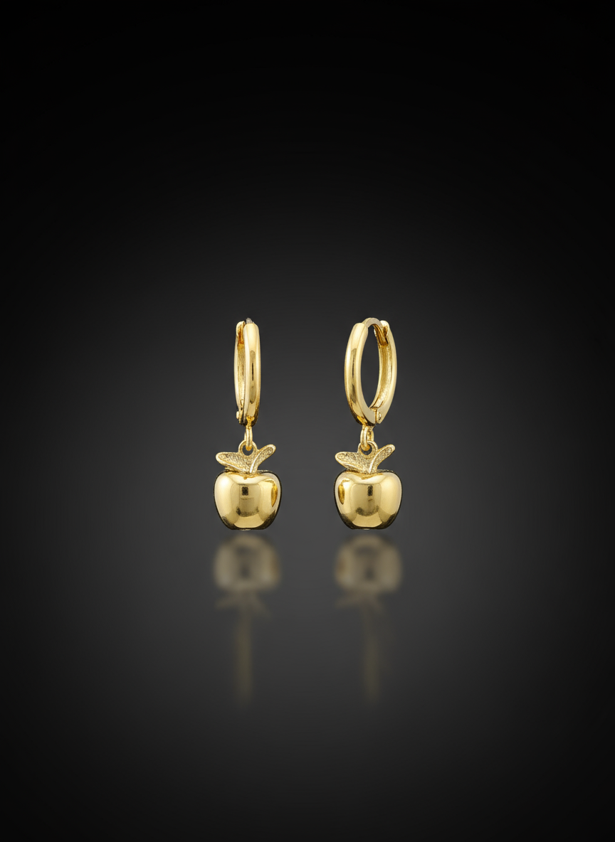 Golden Apple Charm Huggies
