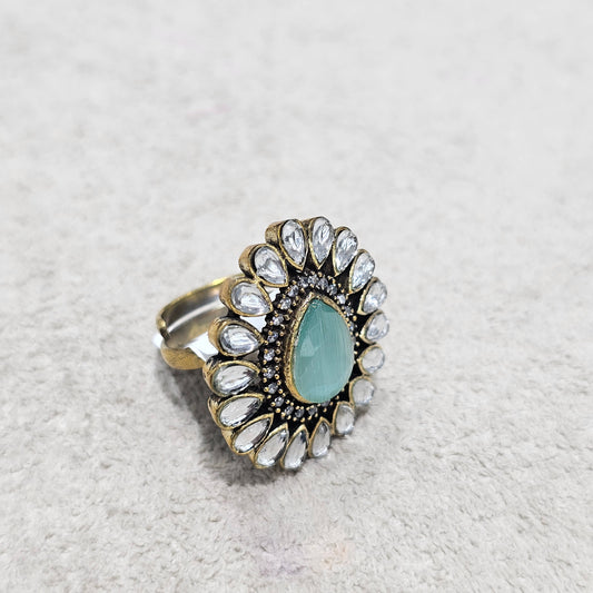 Royal Kundan Halo Ring