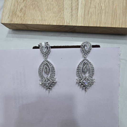 Marquise & Square CZ Chandelier Earrings