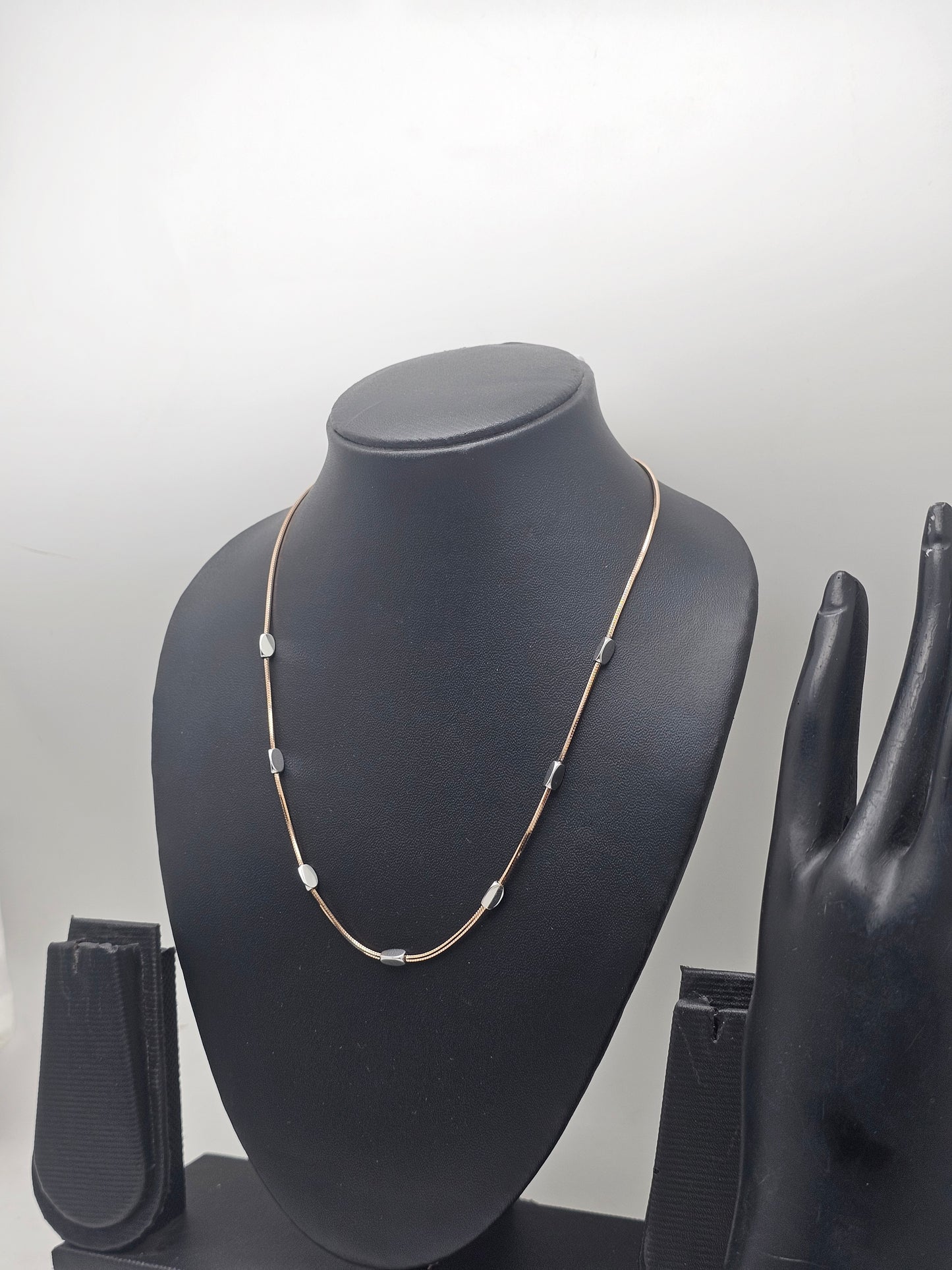 Two Tone Rose Gold and White Metal Silver Gold Chain