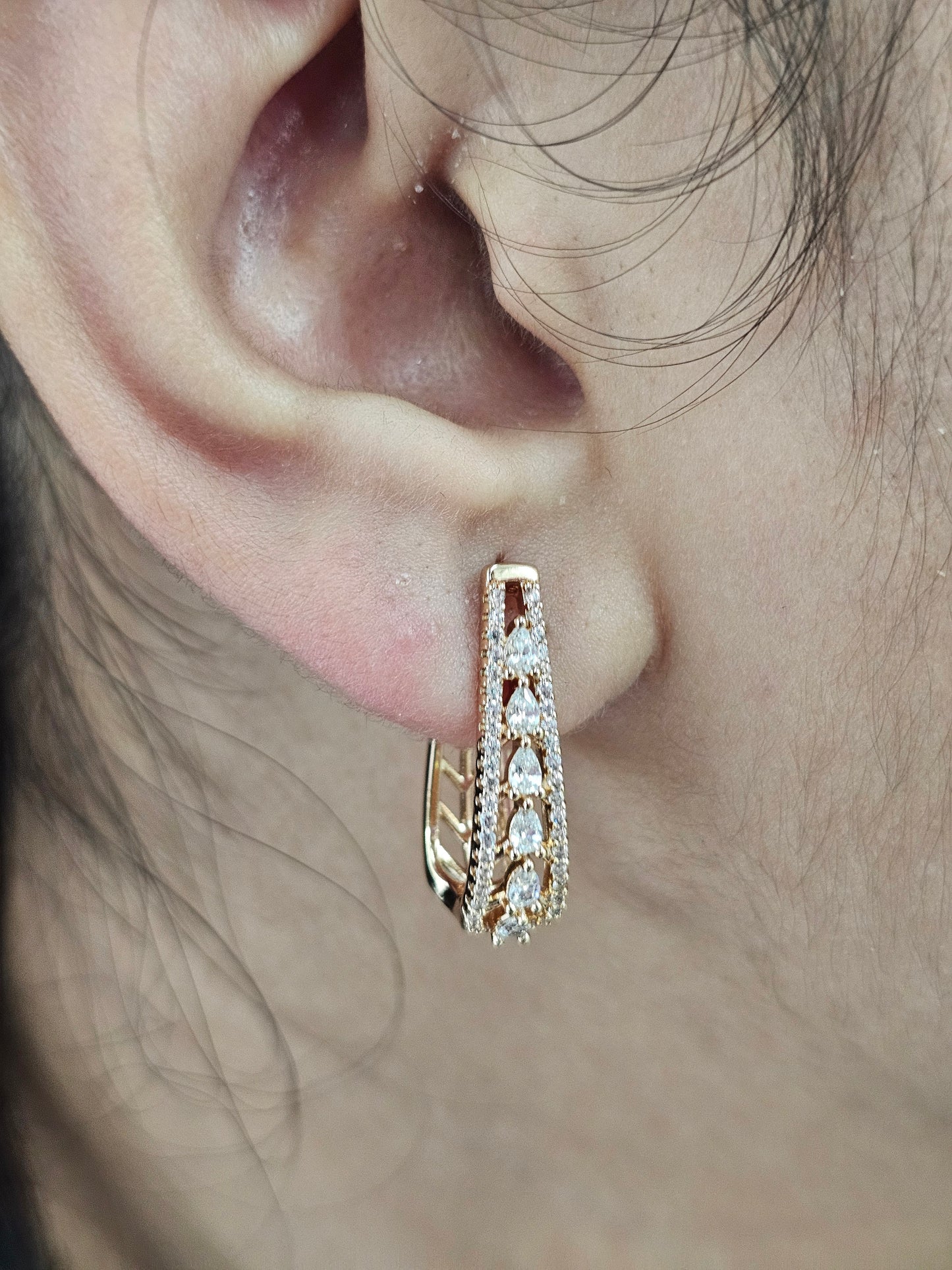 Radiant Taper CZ Hoop Earring
