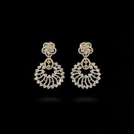 Petal Fan Chandeliers AD Earrings