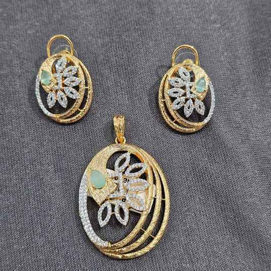 Twisted Oval Floral AD Pendant Set