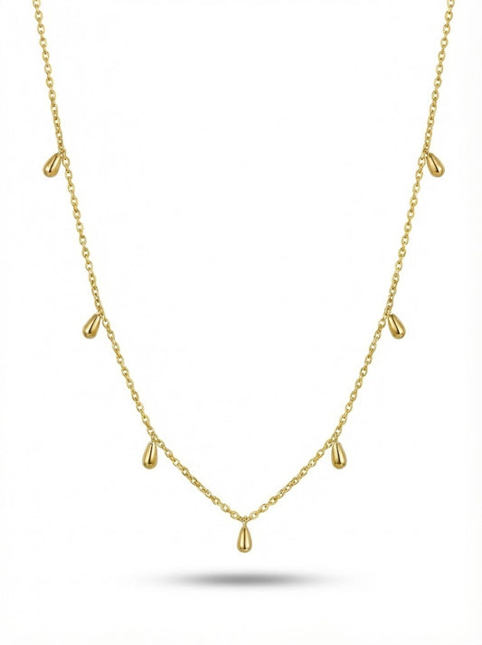 Sterling Silver Chain Necklace With Teardrop Charms