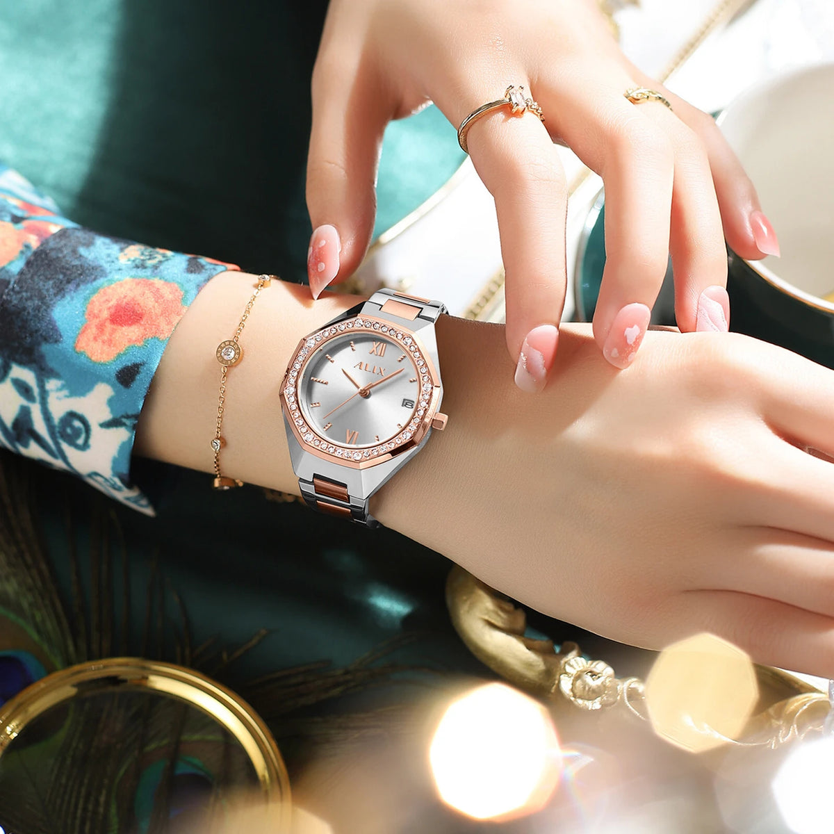 ALIX AL2531 SRGW Women’s Rose Gold & Silver Analog Watch – Stainless Steel Strap