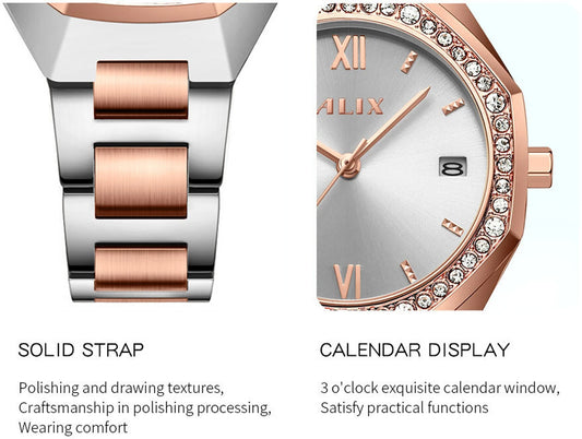 ALIX AL2531 SRGW Women’s Rose Gold & Silver Analog Watch – Stainless Steel Strap