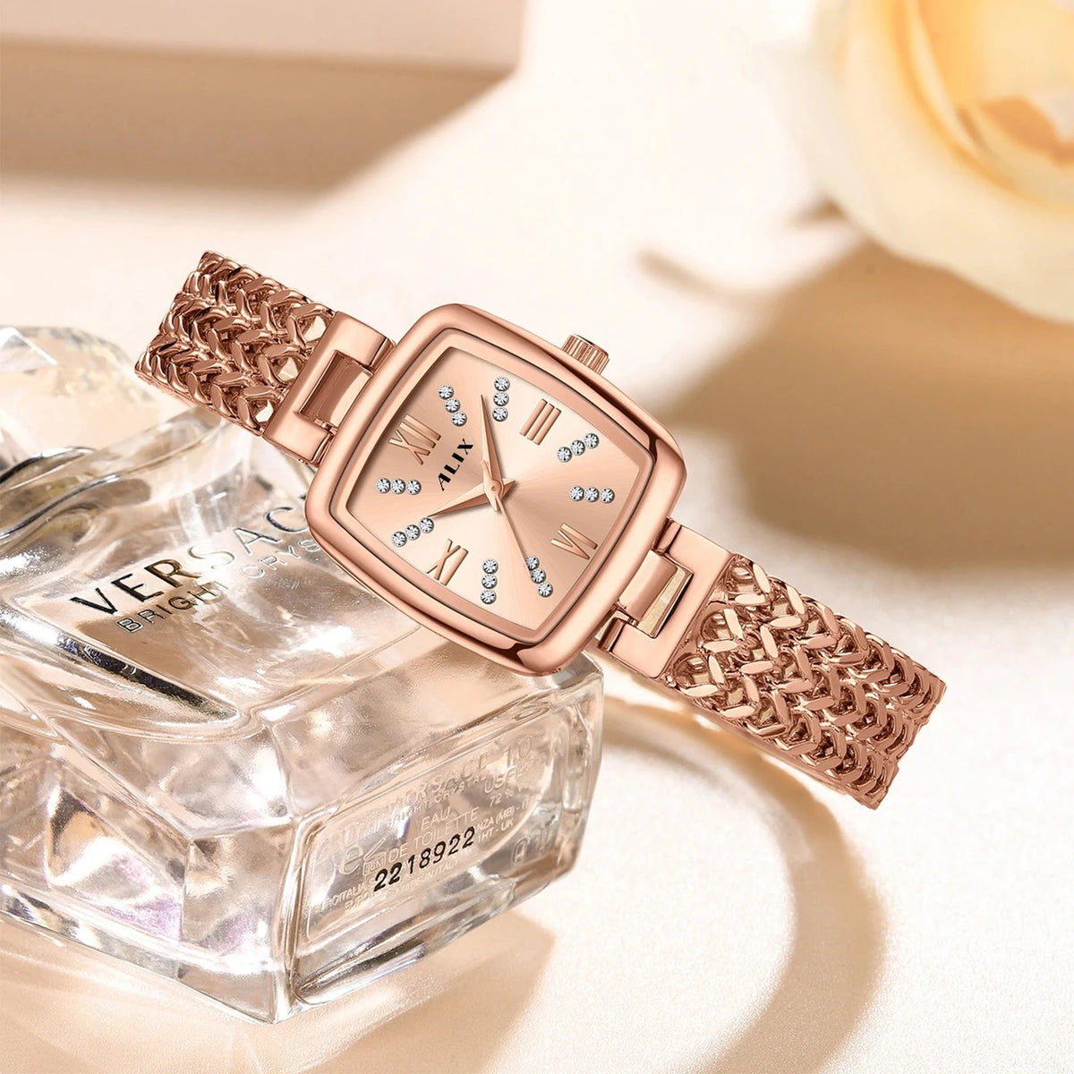 ALIX Women’s Rose Gold Square Dial Analog Watch – AL2540RGRG