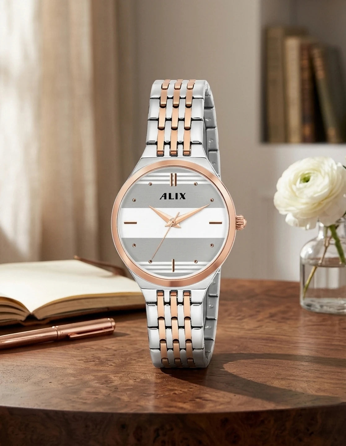 ALIX Women’s Luxury Blue Dial Stainless Steel Analog Watch – AL2542 SRGW