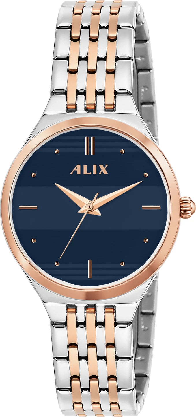 ALIX Women’s Luxury Blue Dial Stainless Steel Analog Watch – AL2542 SRGEB