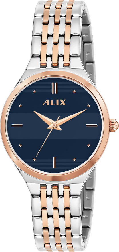 ALIX Women’s Luxury Blue Dial Stainless Steel Analog Watch – AL2542 SRGEB
