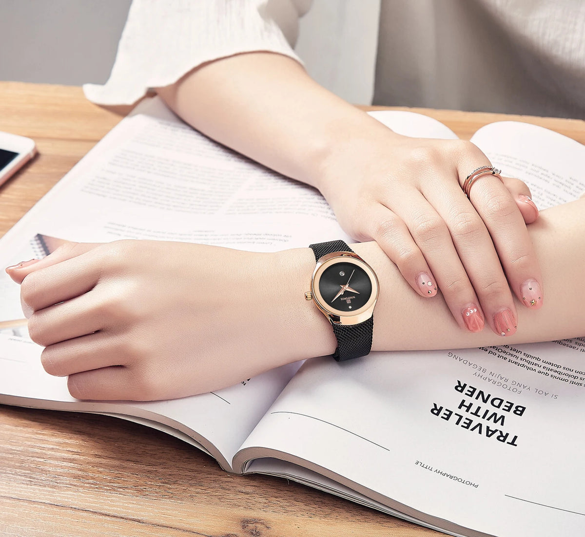 NAVIFORCE Women’s Premium Black Analog Watch – NF5004 RGB