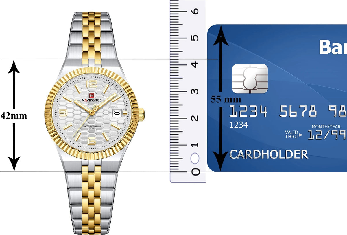 NAVIFORCE NF5079 S-W-G Women’s Analog Watch – Gold & Silver