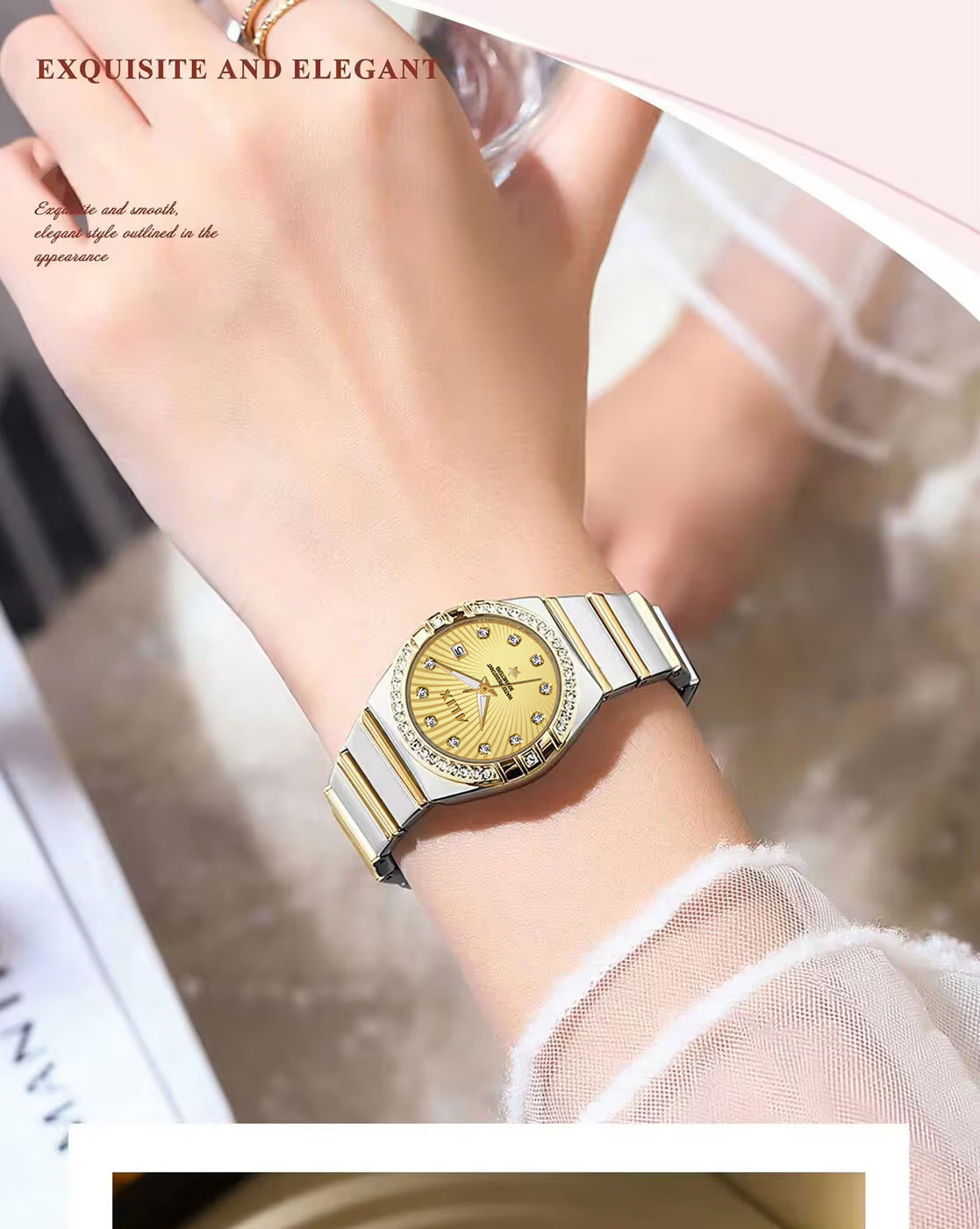 ALIX AL2534 SGG Women’s Analog Watch – Gold & Silver Stainless Steel Strap