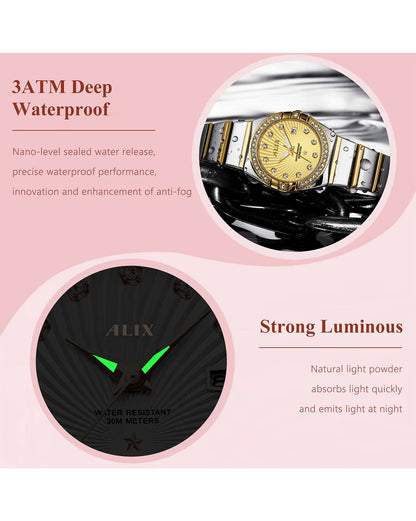 ALIX AL2534 SGG Women’s Analog Watch – Gold & Silver Stainless Steel Strap