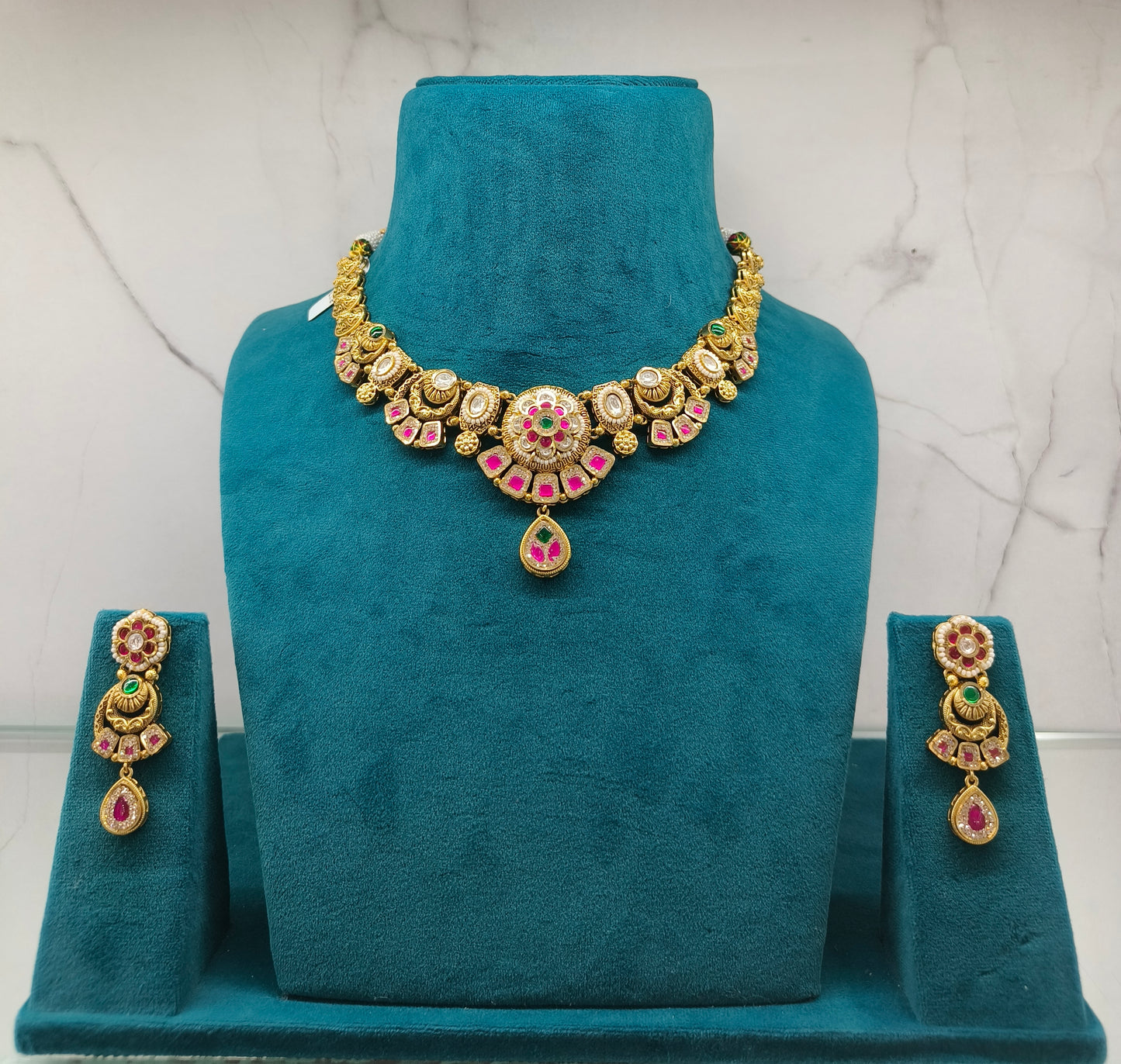 Royal Pink Gemstone Necklace Set