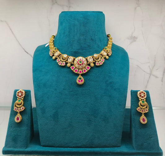 Royal Pink Gemstone Necklace Set