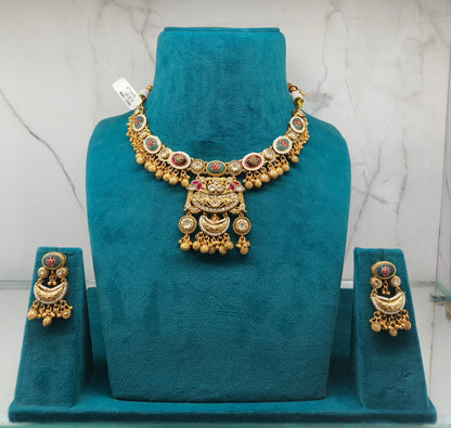 Traditional Gold Temple Necklace Set