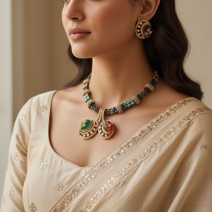 Two heart Necklace Set