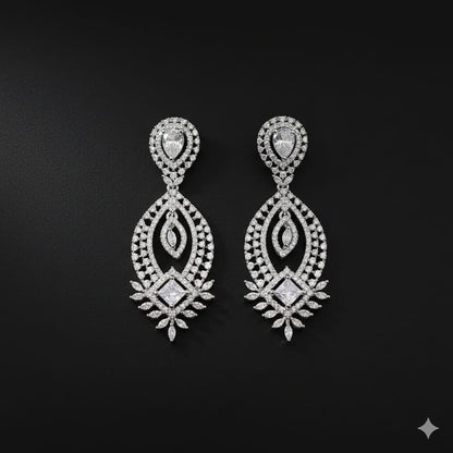 Marquise & Square CZ Chandelier Earrings