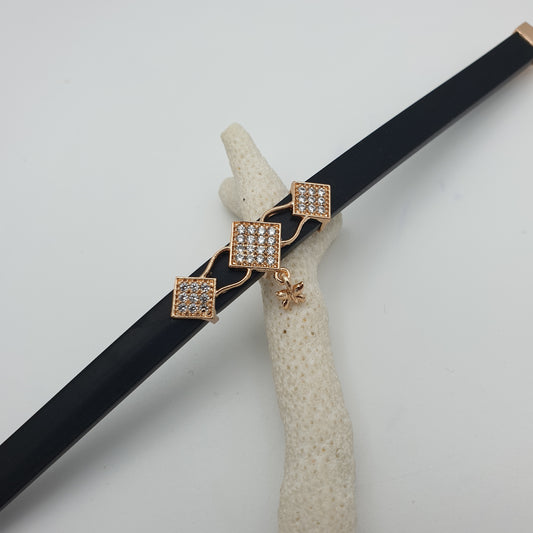 BRACELET IN A SILICON BELT WITH CZ SETTING 3SQUARE CUBE AND SS LOCK