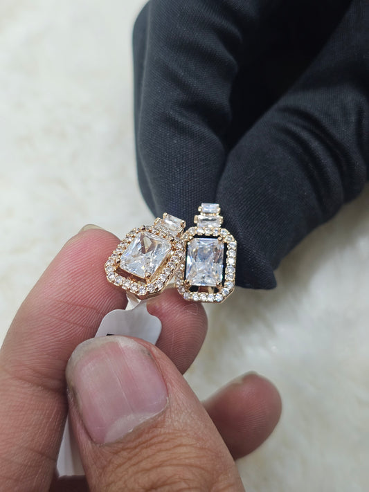 Rose Gold Emerald-Cut Diamond Earrings